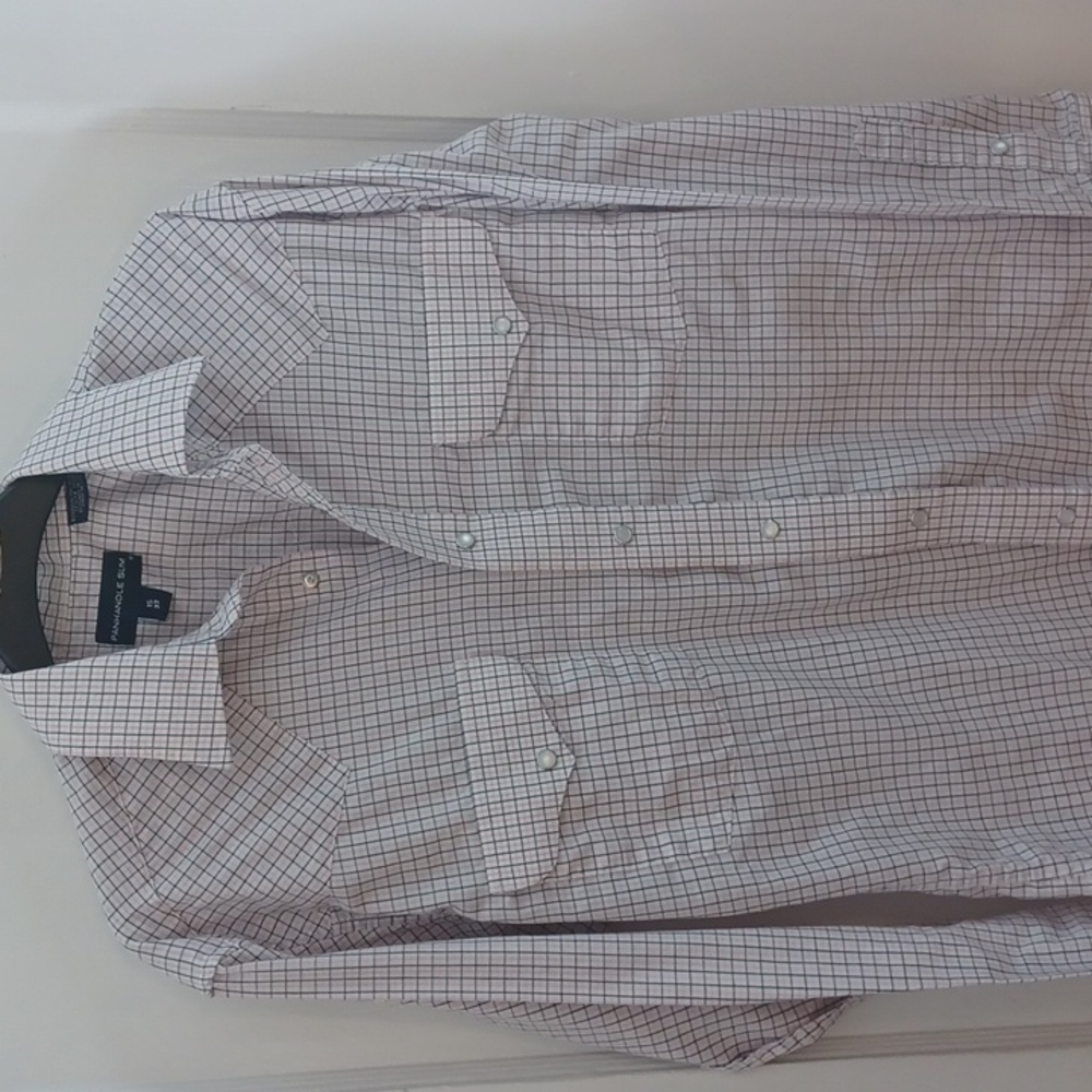 Men's Panhandle Slim Shirt Western Style Snaps Size 15/33